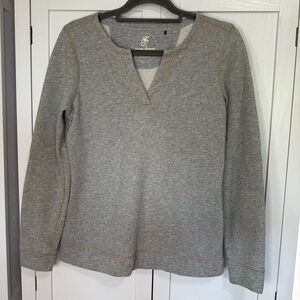 Tommy Bahama Gray Gold Glitter Speck Split Neck Sweatshirt Top Womens XS